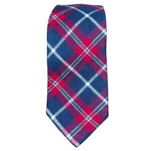Nautica Men Tie Navy Red Green Plaid 100% Cotton Classic